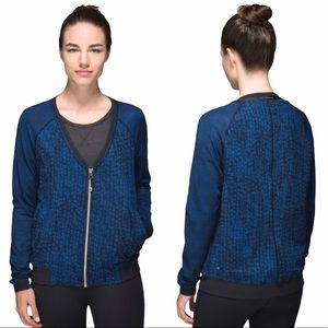 Lululemon H'Om Run Jacket Blue Floral Bomber coat